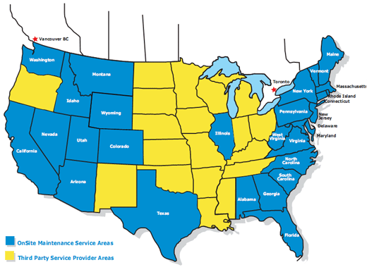 Service Areas in the U.S.